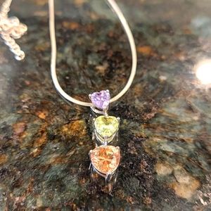 Sterling silver gemstone heart necklace NWOT